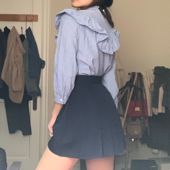 Babydoll top blue blouse cute raffles ☁️ - Picture 2 of 3